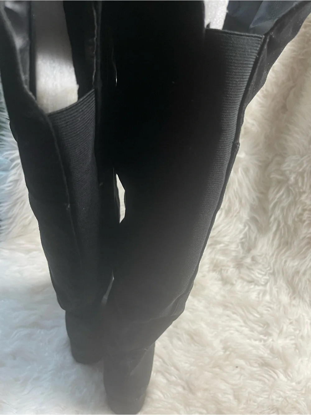 torrid synthetic suede Black Over-the-Knee Block Heel Boots  side zipper SZ11W